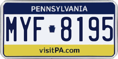 PA license plate MYF8195