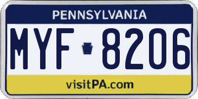 PA license plate MYF8206