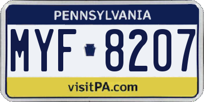 PA license plate MYF8207