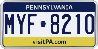 PA license plate MYF8210