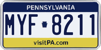 PA license plate MYF8211