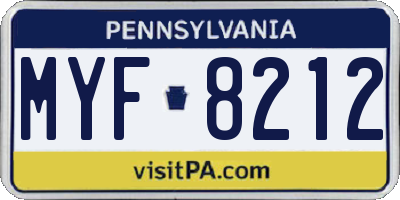 PA license plate MYF8212