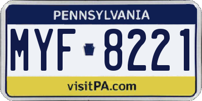 PA license plate MYF8221