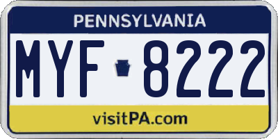PA license plate MYF8222