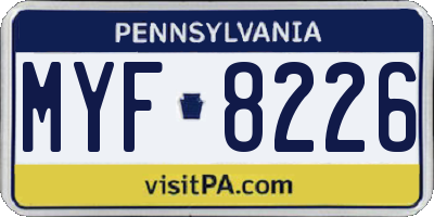 PA license plate MYF8226