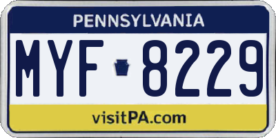 PA license plate MYF8229