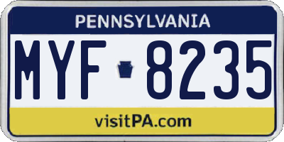 PA license plate MYF8235
