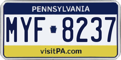 PA license plate MYF8237