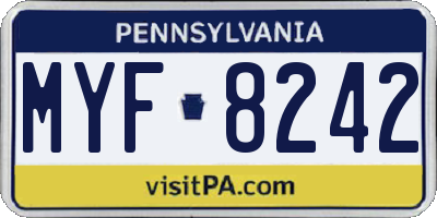 PA license plate MYF8242