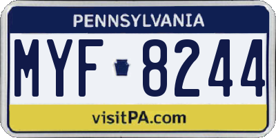 PA license plate MYF8244