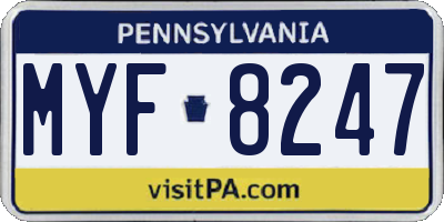 PA license plate MYF8247