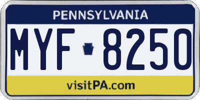 PA license plate MYF8250