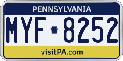 PA license plate MYF8252