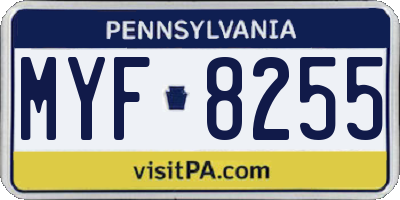 PA license plate MYF8255
