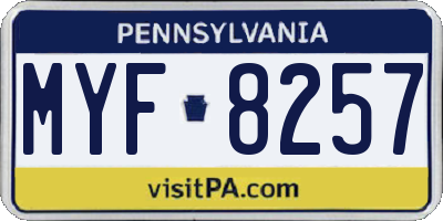 PA license plate MYF8257