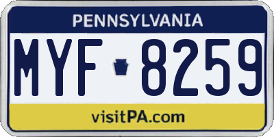 PA license plate MYF8259