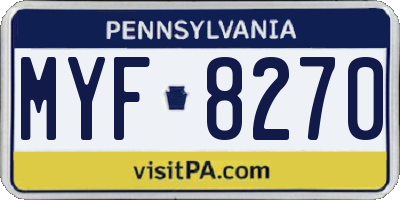 PA license plate MYF8270