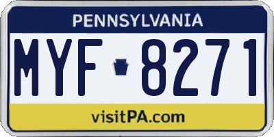 PA license plate MYF8271