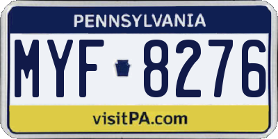 PA license plate MYF8276