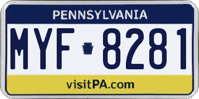 PA license plate MYF8281