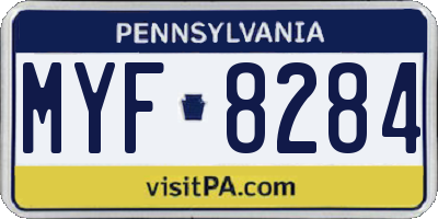 PA license plate MYF8284