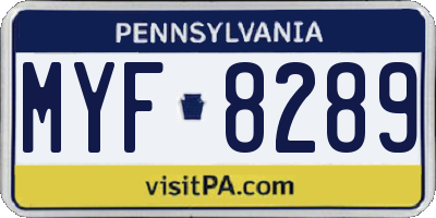 PA license plate MYF8289