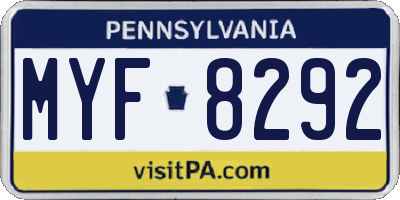 PA license plate MYF8292