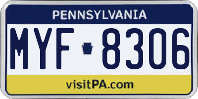 PA license plate MYF8306