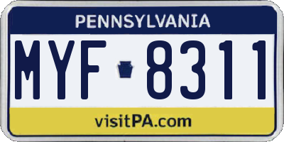 PA license plate MYF8311