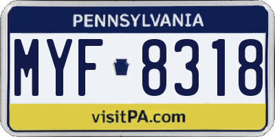 PA license plate MYF8318