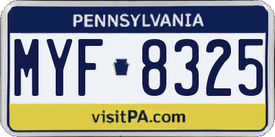 PA license plate MYF8325