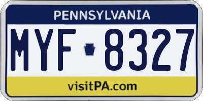 PA license plate MYF8327