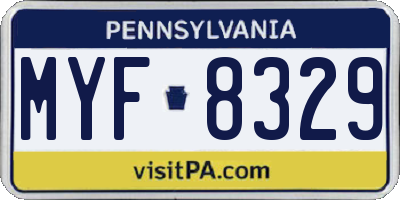 PA license plate MYF8329