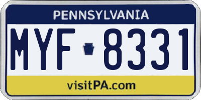 PA license plate MYF8331