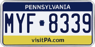 PA license plate MYF8339