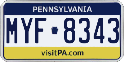 PA license plate MYF8343