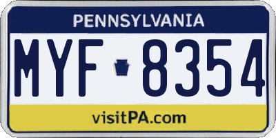 PA license plate MYF8354