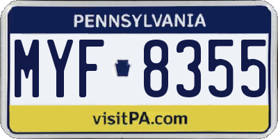 PA license plate MYF8355