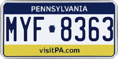 PA license plate MYF8363