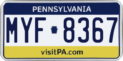 PA license plate MYF8367