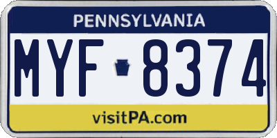PA license plate MYF8374