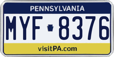PA license plate MYF8376