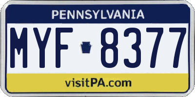 PA license plate MYF8377