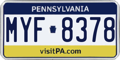 PA license plate MYF8378