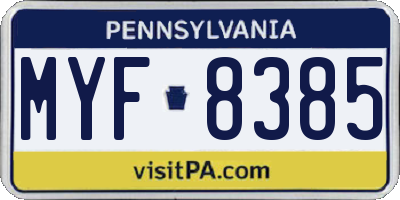 PA license plate MYF8385