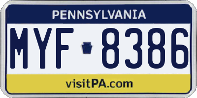 PA license plate MYF8386