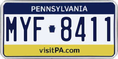 PA license plate MYF8411