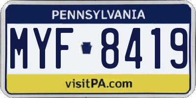 PA license plate MYF8419