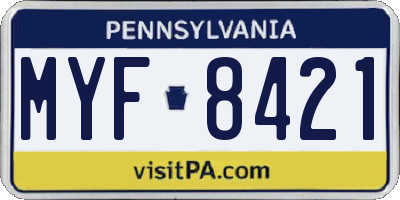 PA license plate MYF8421