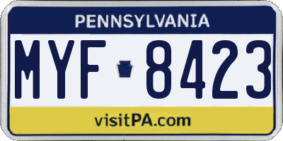 PA license plate MYF8423